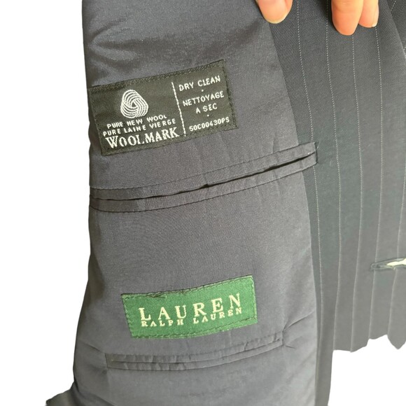 Lauren Ralph Lauren Suit Jacket Men’s 42R Wool Navy Blue Striped Macy’s Canada - Picture 7 of 7